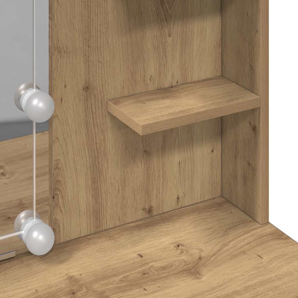 Toaletni stol s LED svjetlima Artisan hrast 96x40x142 cm