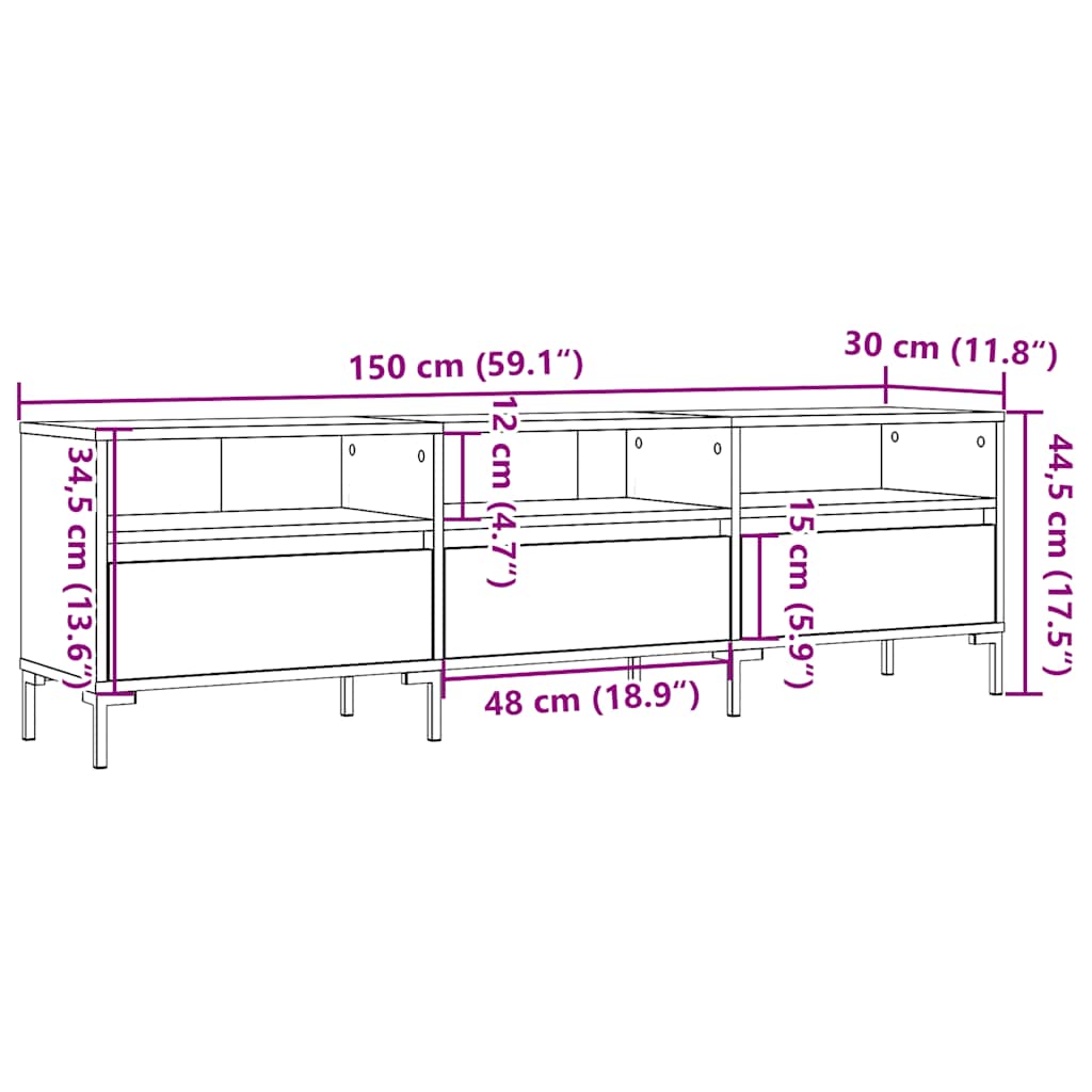 TV ormarić staro drvo 150x30x44,5 cm konstruirano drvo