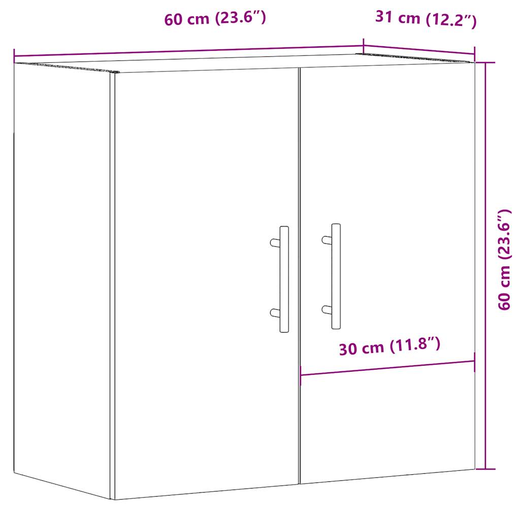Zidni ormarić boja staro drvo 60x31x60 cm od konstruiranog drva