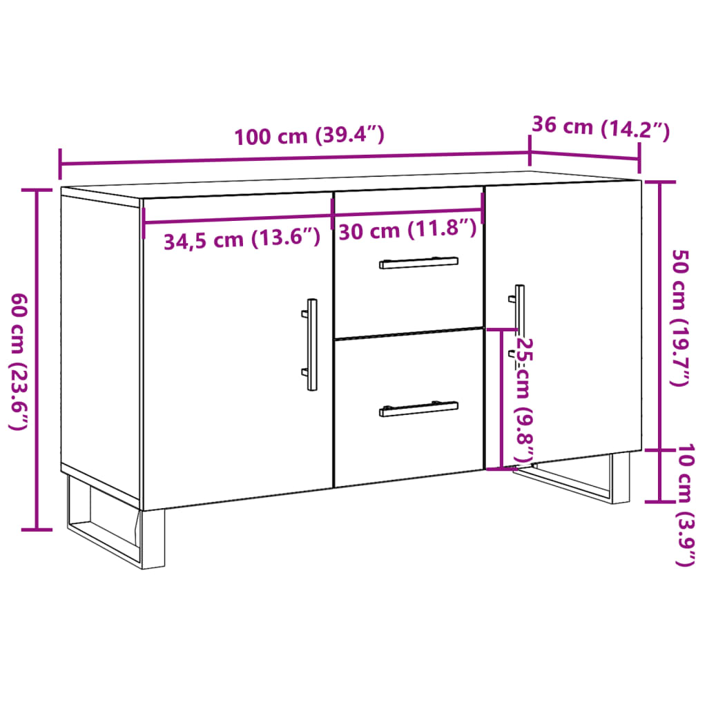 Komoda boja starog drva 100 x 36 x 60 cm od konstruiranog drva