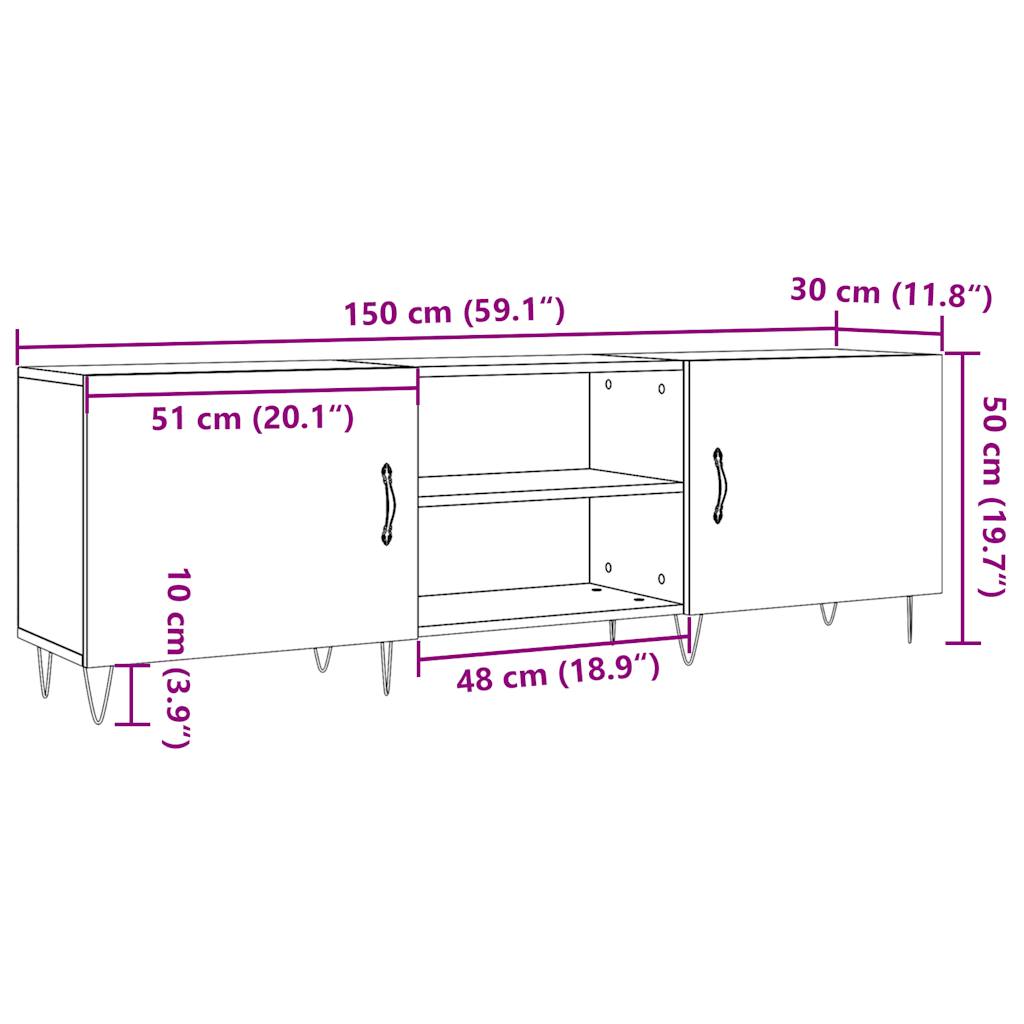 TV ormarić staro drvo 150x30x50 cm konstruiranog drva