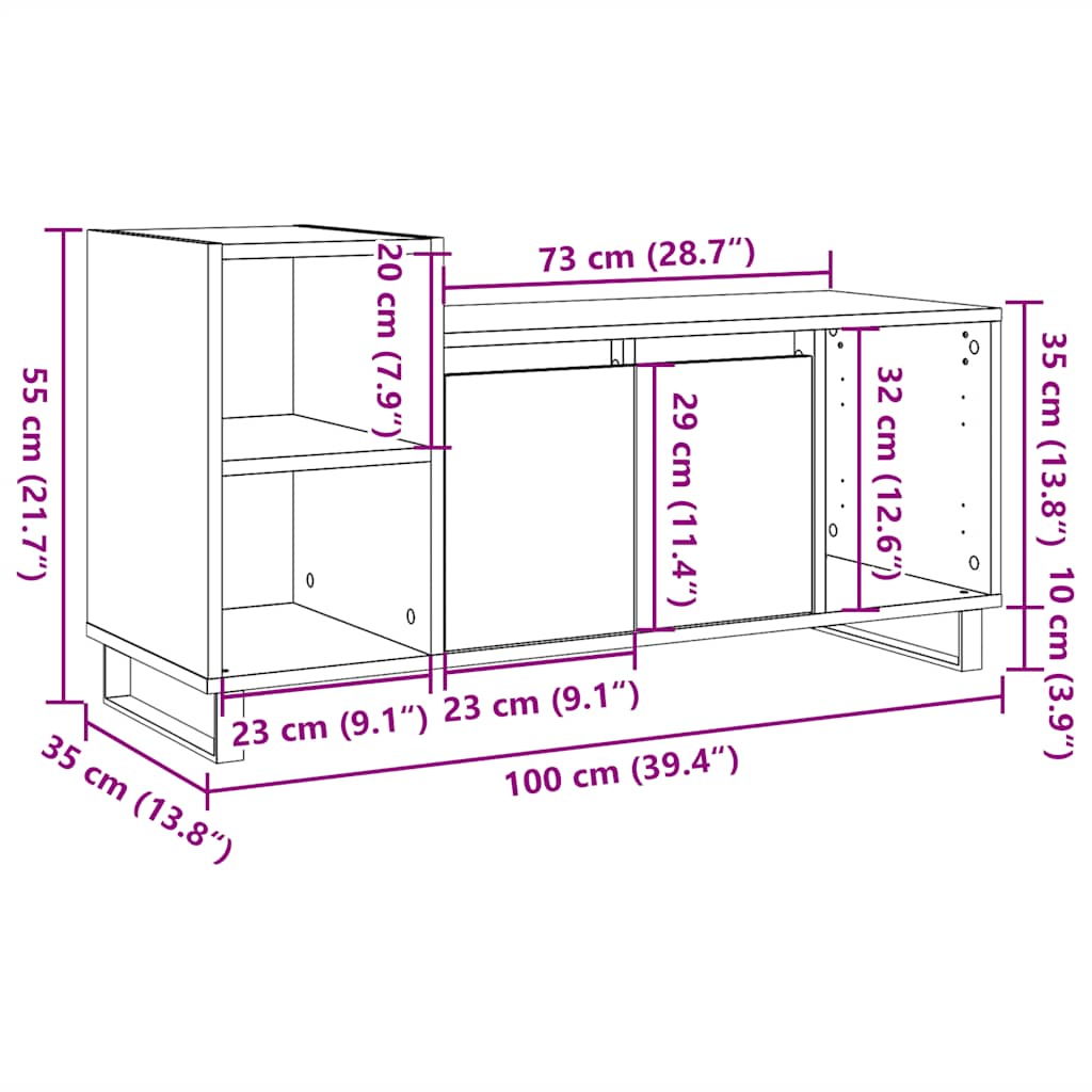 TV ormarić staro drvo 100x35x55 cm konstruirano drvo