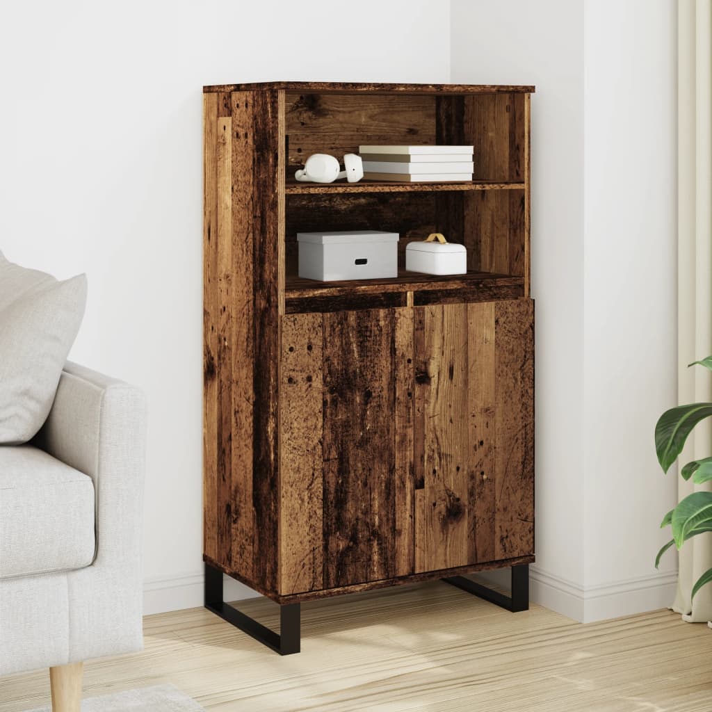 Visoka komoda boja staro drvo 60x36x110 cm konstruirano drvo