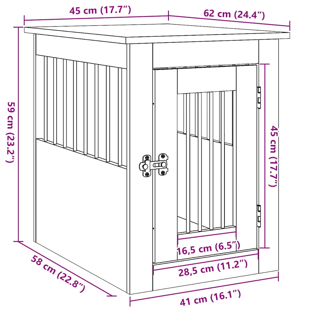 Namještaj za sanduk za pse staro drvo 45x62x59 cm izrađeno drvo