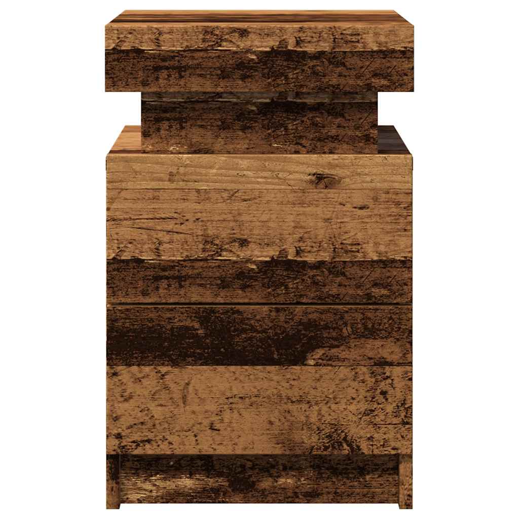 Noćni ormarić s LED boja drva 35x39x55 cm konstruirano drvo