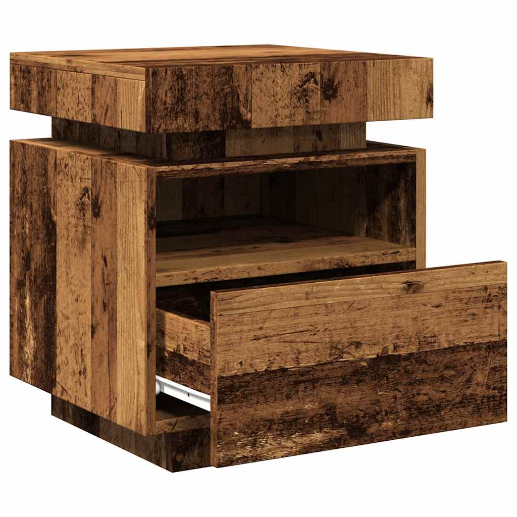 Noćni ormarići s LED svjetlima 2 kom Staro drvo 40x39x48,5 cm