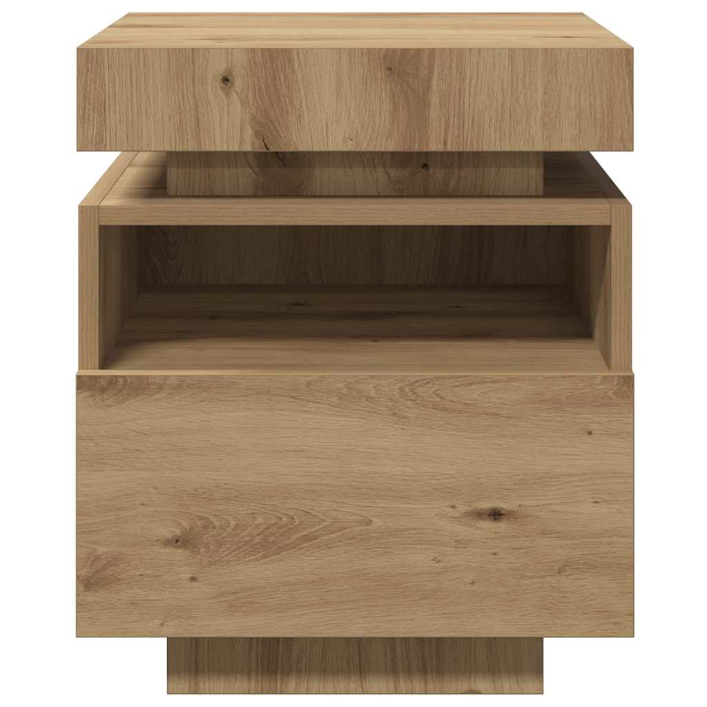Noćni ormarić s LED svjetlima Artisan hrast 40x39x48,5 cm