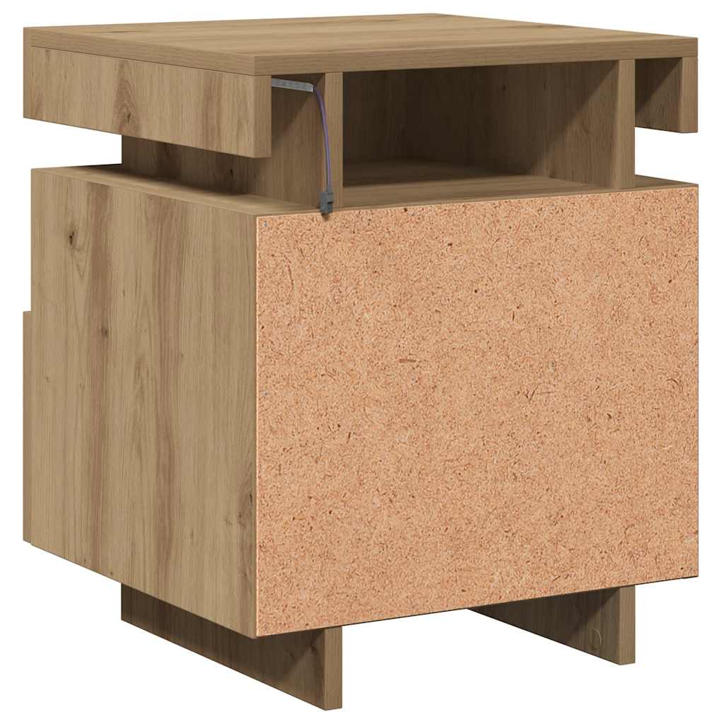 Noćni ormarić s LED svjetlima Artisan hrast 40x39x48,5 cm