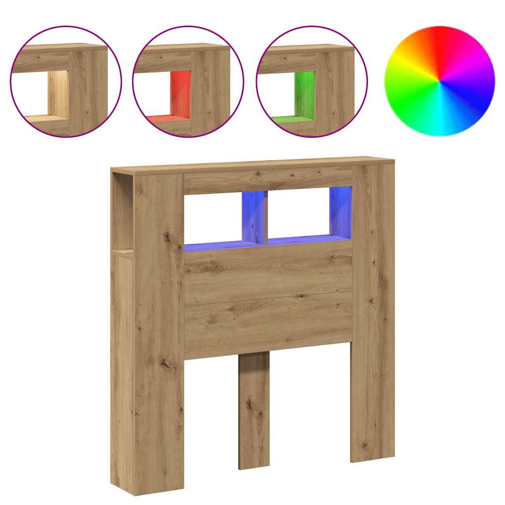LED uzglavlje boja hrasta artisan 100x18,5x103,5 cm drveni