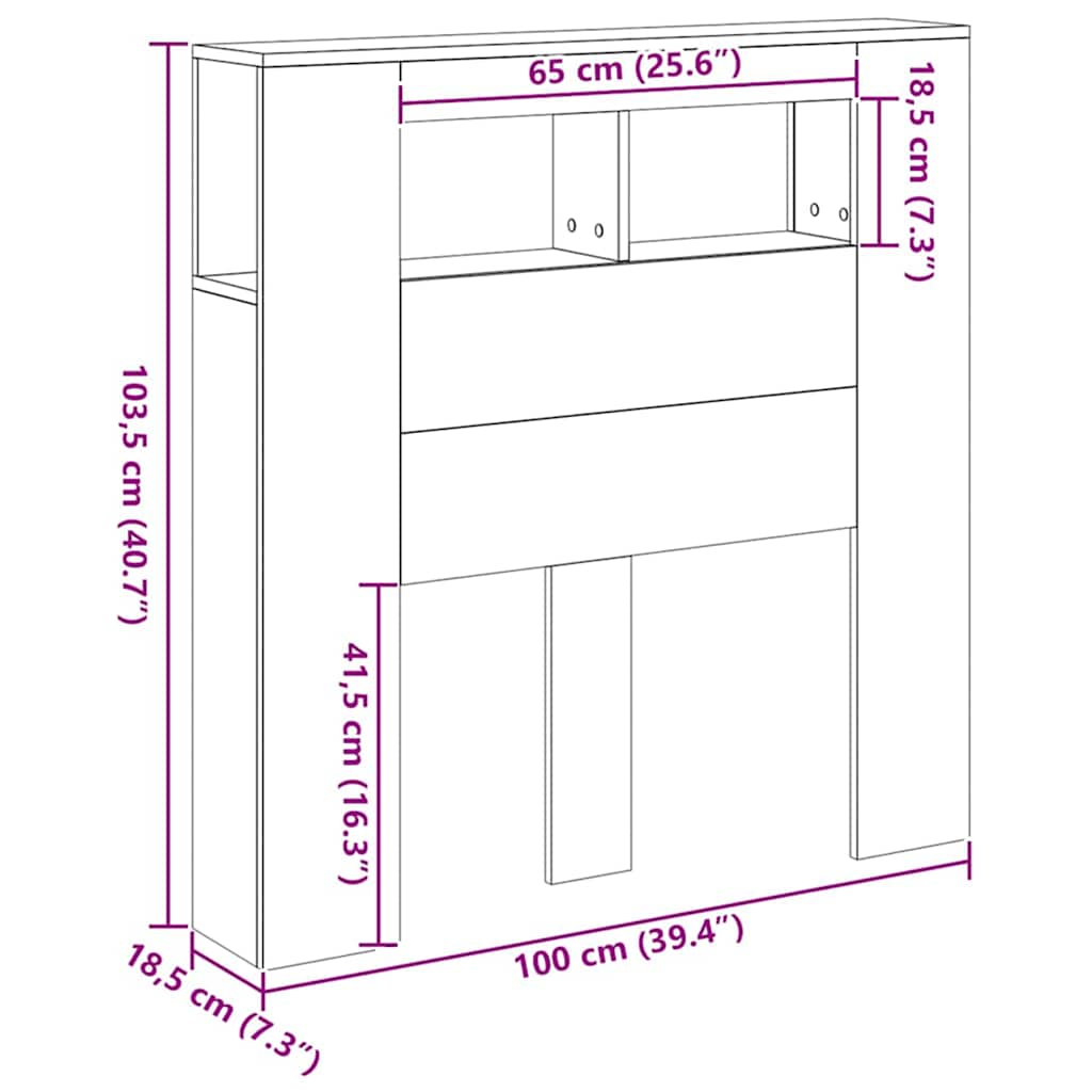 LED uzglavlje boja hrasta artisan 100x18,5x103,5 cm drveni