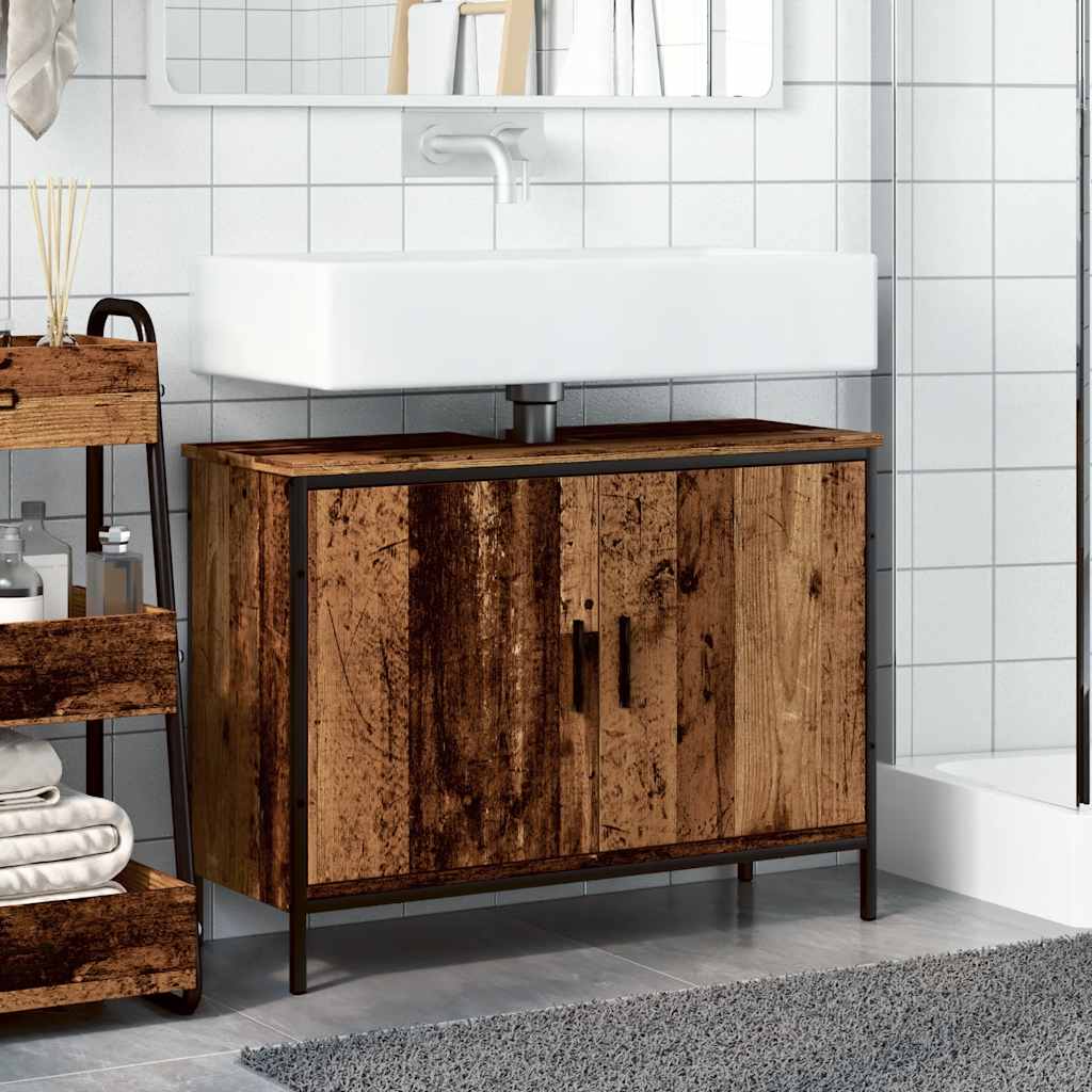 Ormarić za umivaonik boja drva 80 x 30 x 60cm konstruirano drvo