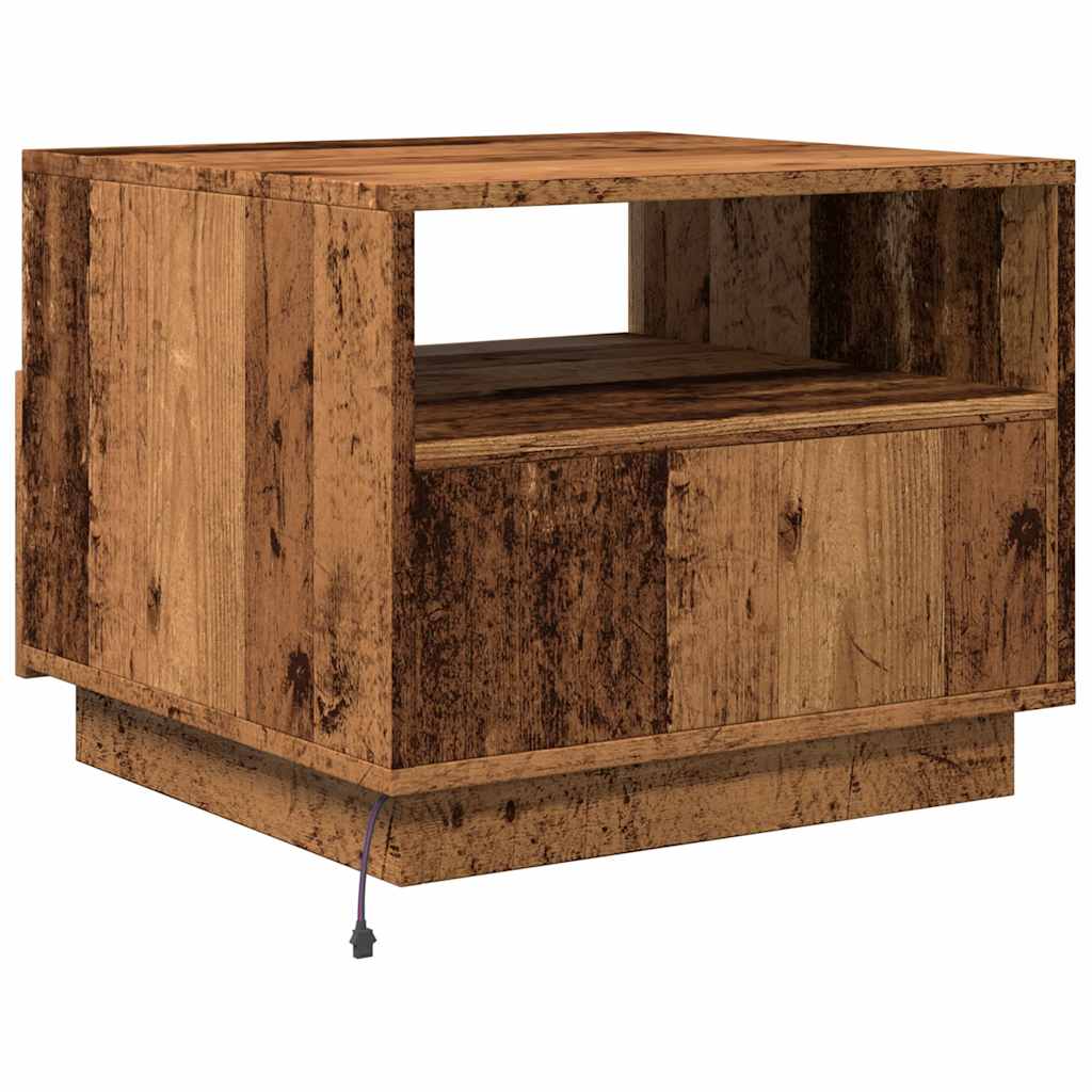 Stolić za kavu s LED svjetlima boja starog drva 50 x 49 x 40 cm