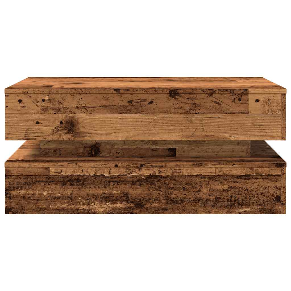 Stolić za kavu s LED svjetlima boja starog drva 90 x 50 x 40 cm