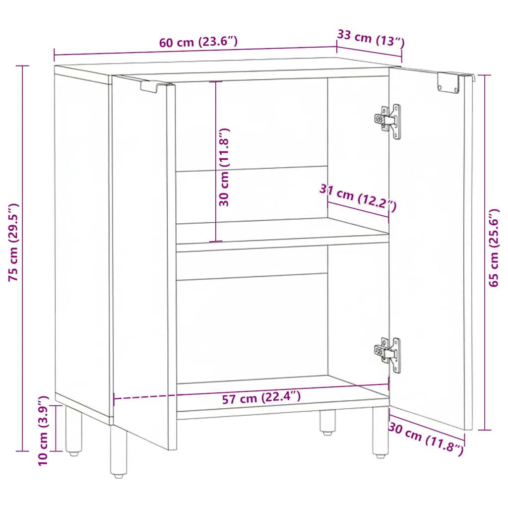 Komoda crna 60 x 33 x 75 cm konstruirano drvo