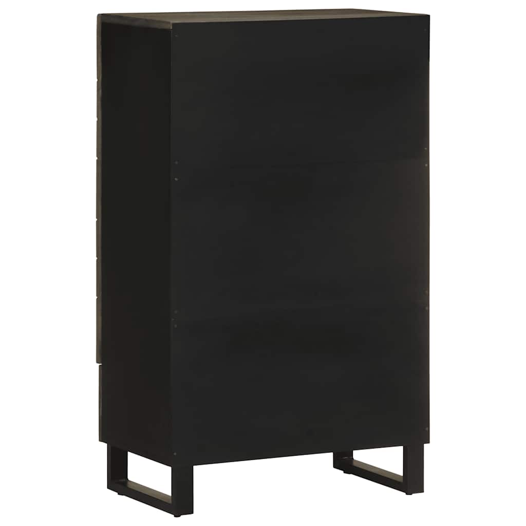 Visoka komoda crna 60 x 33 x 100 cm od masivnog drva manga