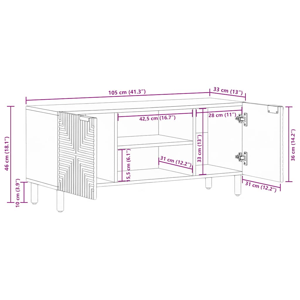 TV ormarić 105x33x46 cm Masivno drvo akacije