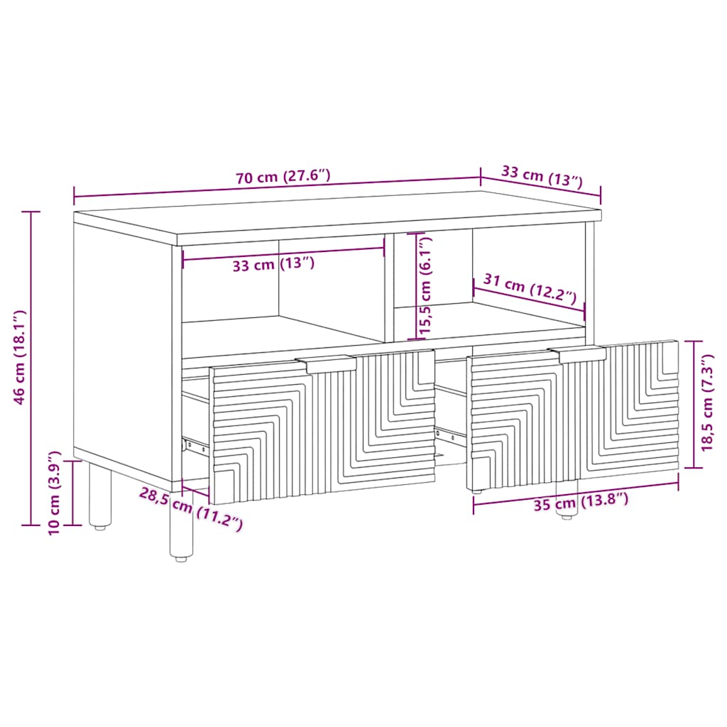 TV ormarić 70x33x46 cm Masivno drvo akacije