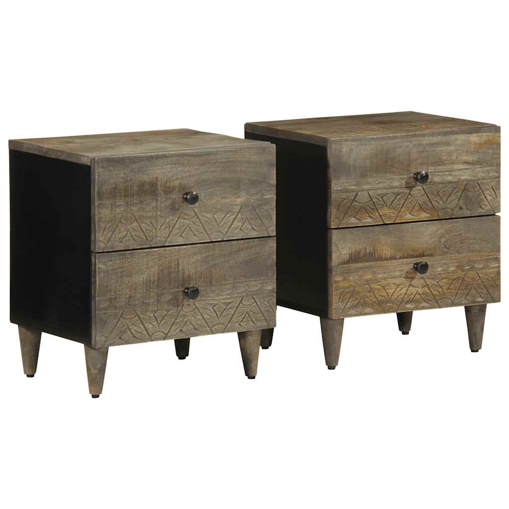 Noćni ormarići 2 kom svijetlo sivi 40x33x46 cm Puno drvo Mango