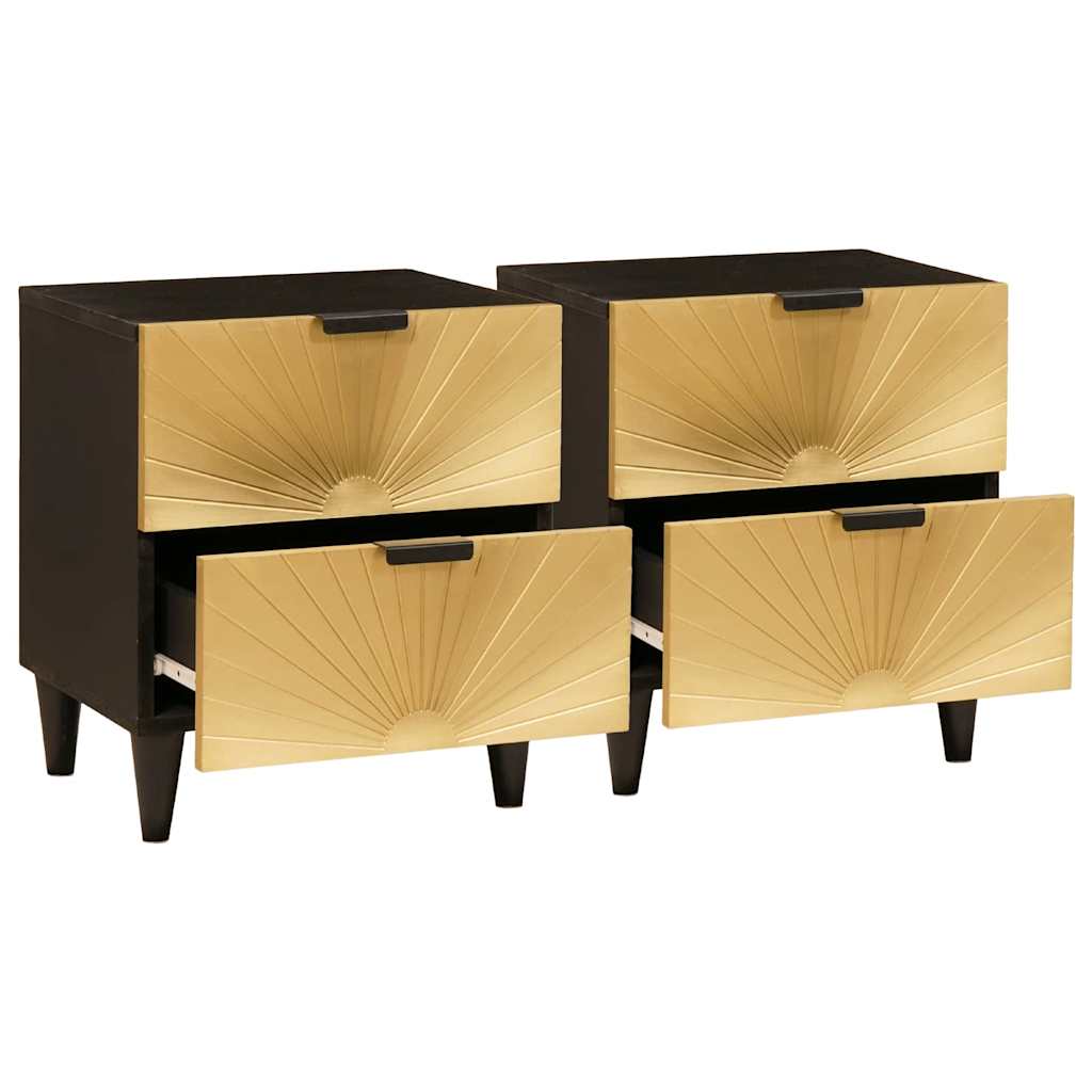 Noćni ormar 2 pcs Crna i zlatna 40 x 33 x 46 cm