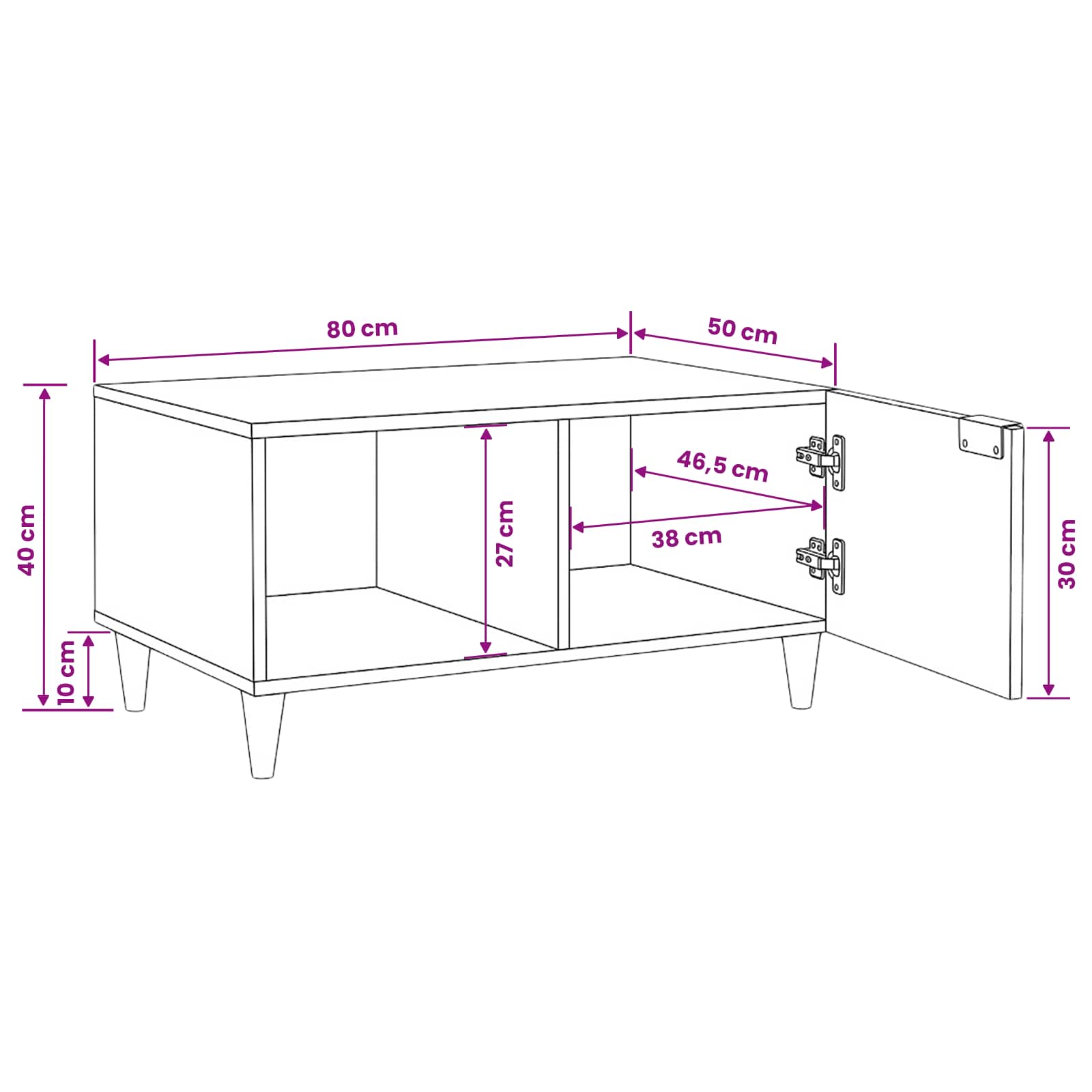 Kava Stol Crna i zlatna 80 x 50 x 40 cm Konstruirano drvo