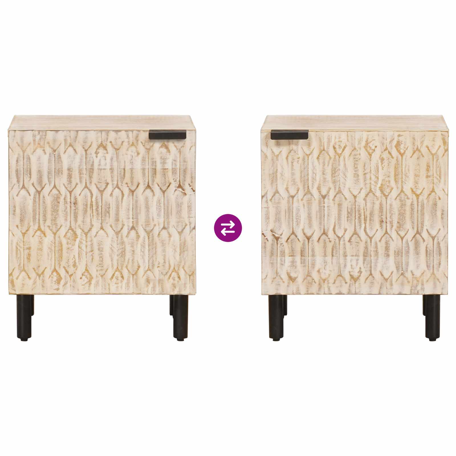 Noćni ormar 2 pcs Bijelo 40 x 33 x 46 cm Čvrsto drvo manga