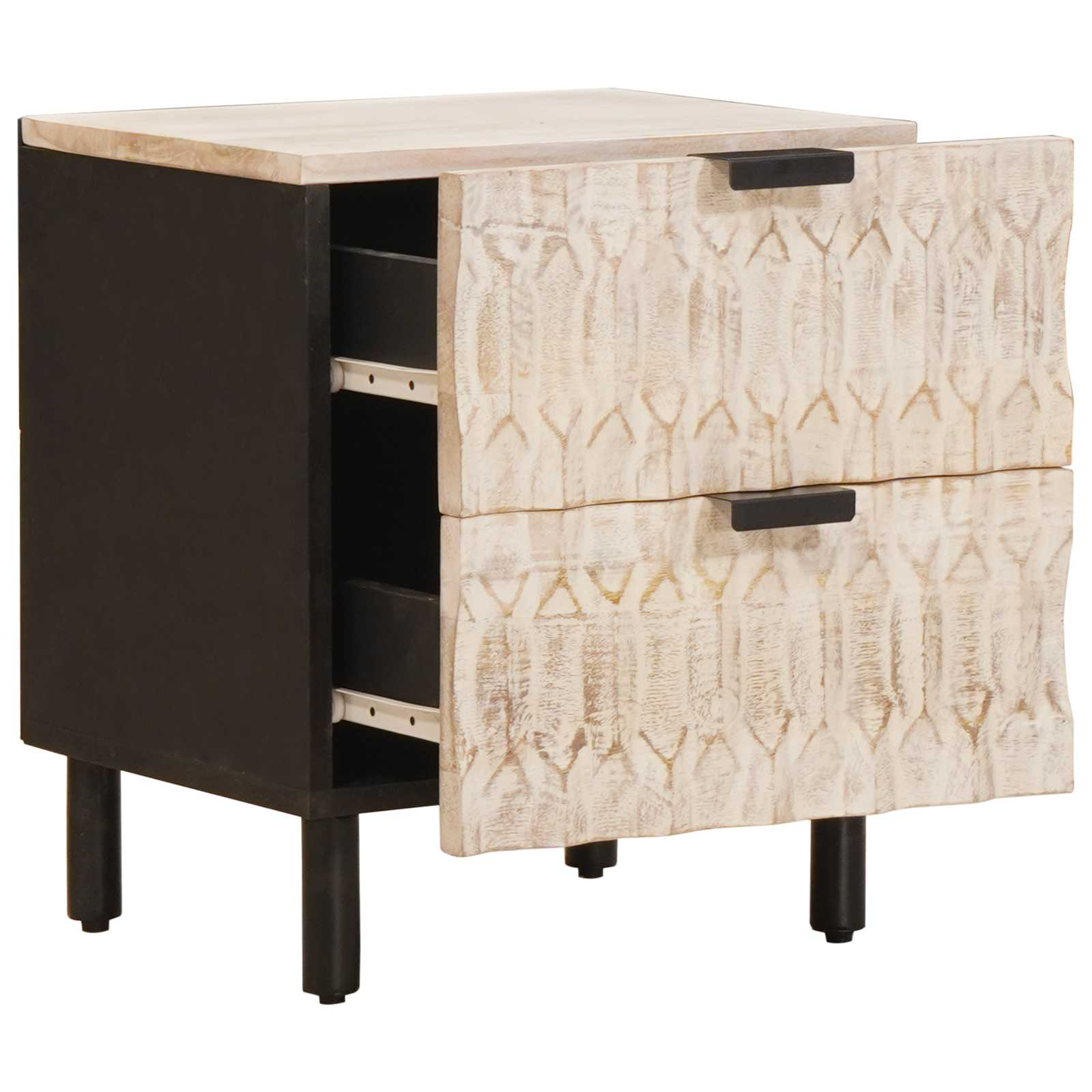 Noćni ormar 2 pcs Bijelo 40 x 33 x 46 cm Čvrsto drvo manga