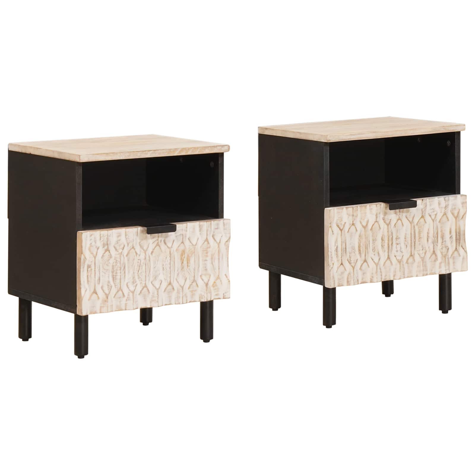 Noćni ormar 2 pcs Bijelo 40 x 33 x 46 cm Čvrsto drvo manga