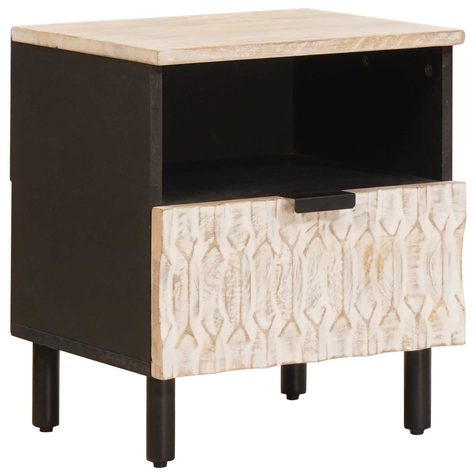 Noćni ormar 2 pcs Bijelo 40 x 33 x 46 cm Čvrsto drvo manga