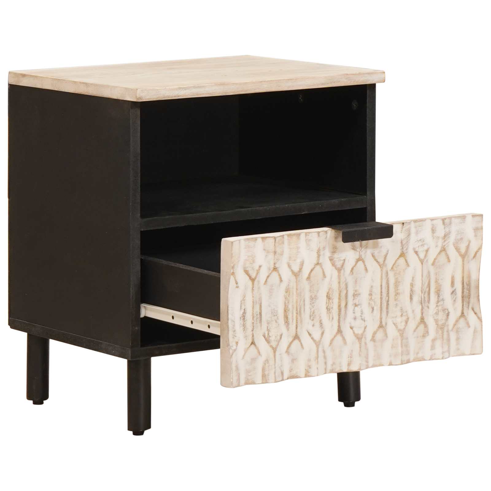 Noćni ormar 2 pcs Bijelo 40 x 33 x 46 cm Čvrsto drvo manga