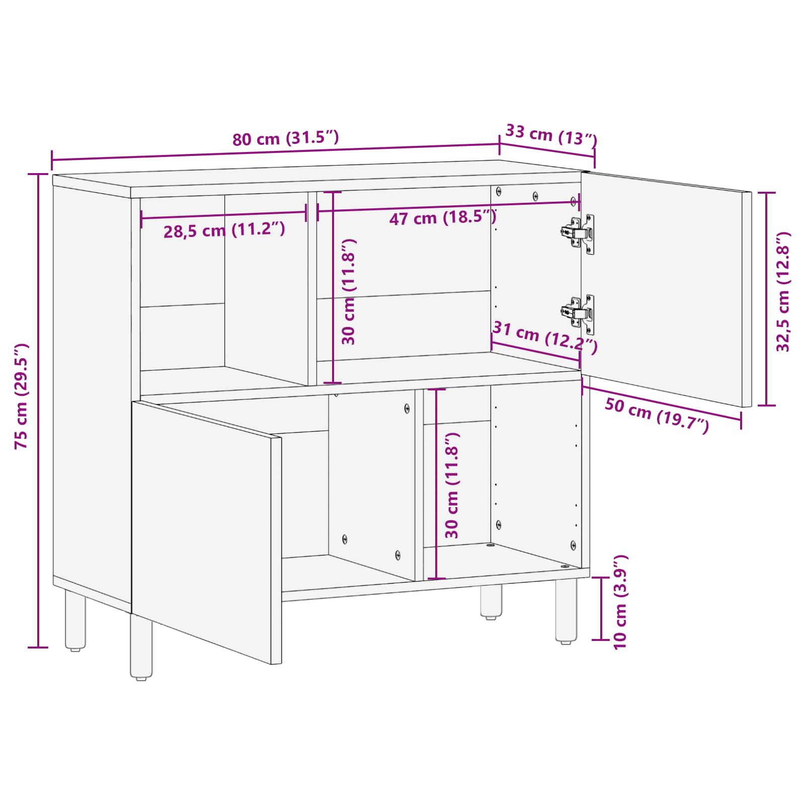 Kreveta Finš acacije smeđa 80 x 33 x 75 cm Čvrsto drvo manga