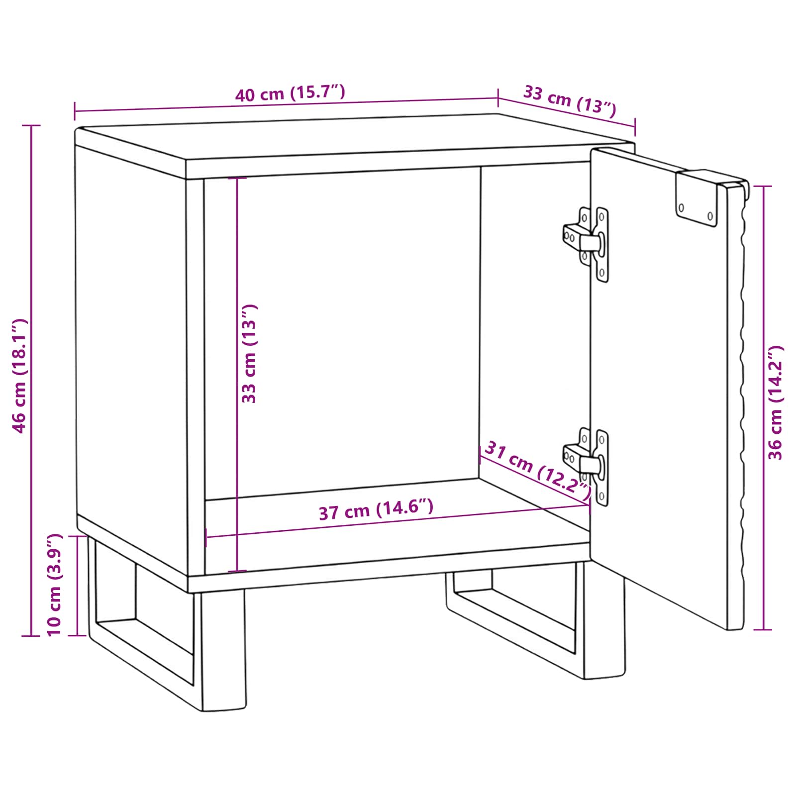 Noćni ormar 2 pcs Prirodna 40 x 33 x 46 cm Konstruirano drvo