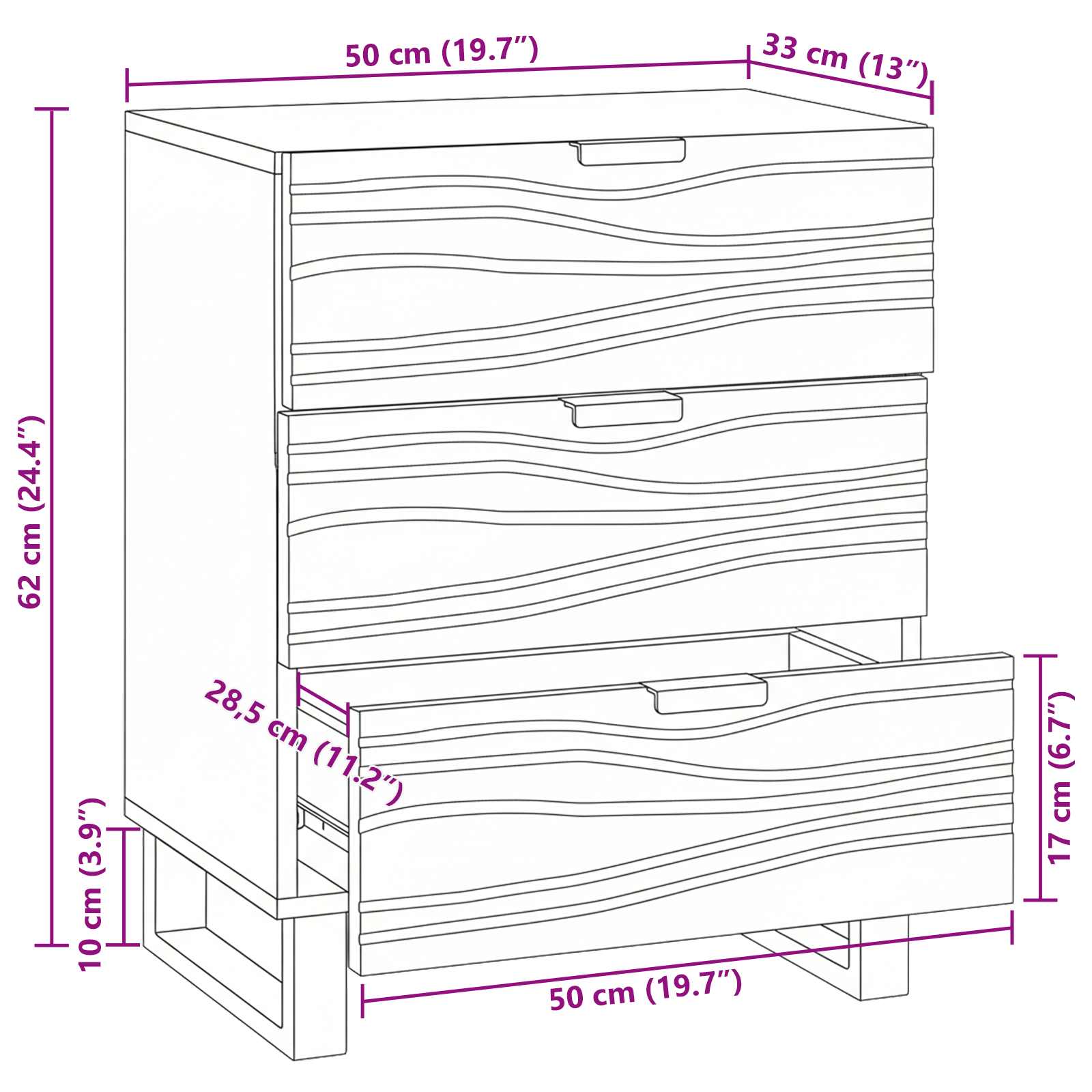 Noćni ormar Prirodna 50 x 33 x 62 cm Konstruirano drvo