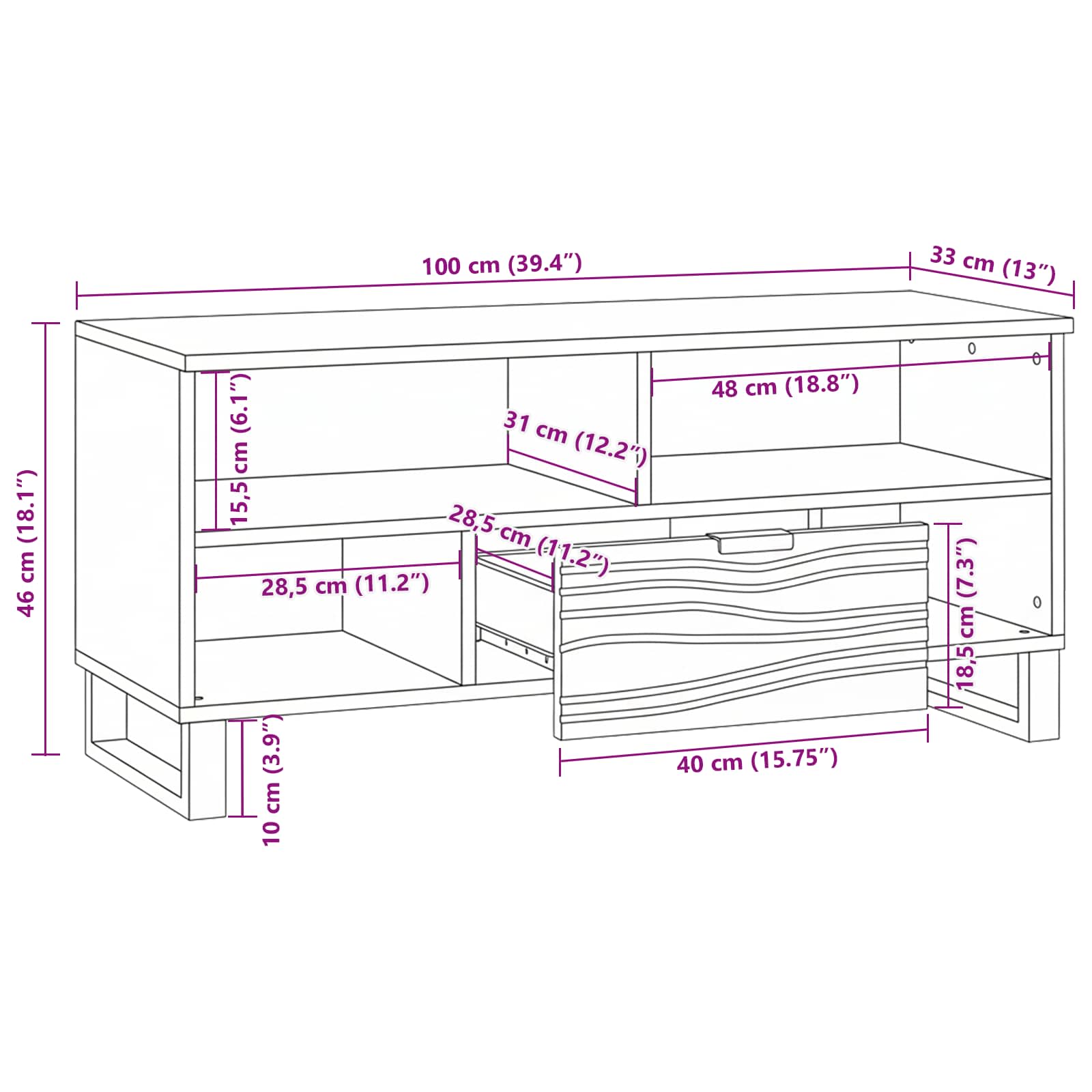 TV Jedinice s ladicama Smeđa 105 x 33 x 46 cm Konstruirano drvo