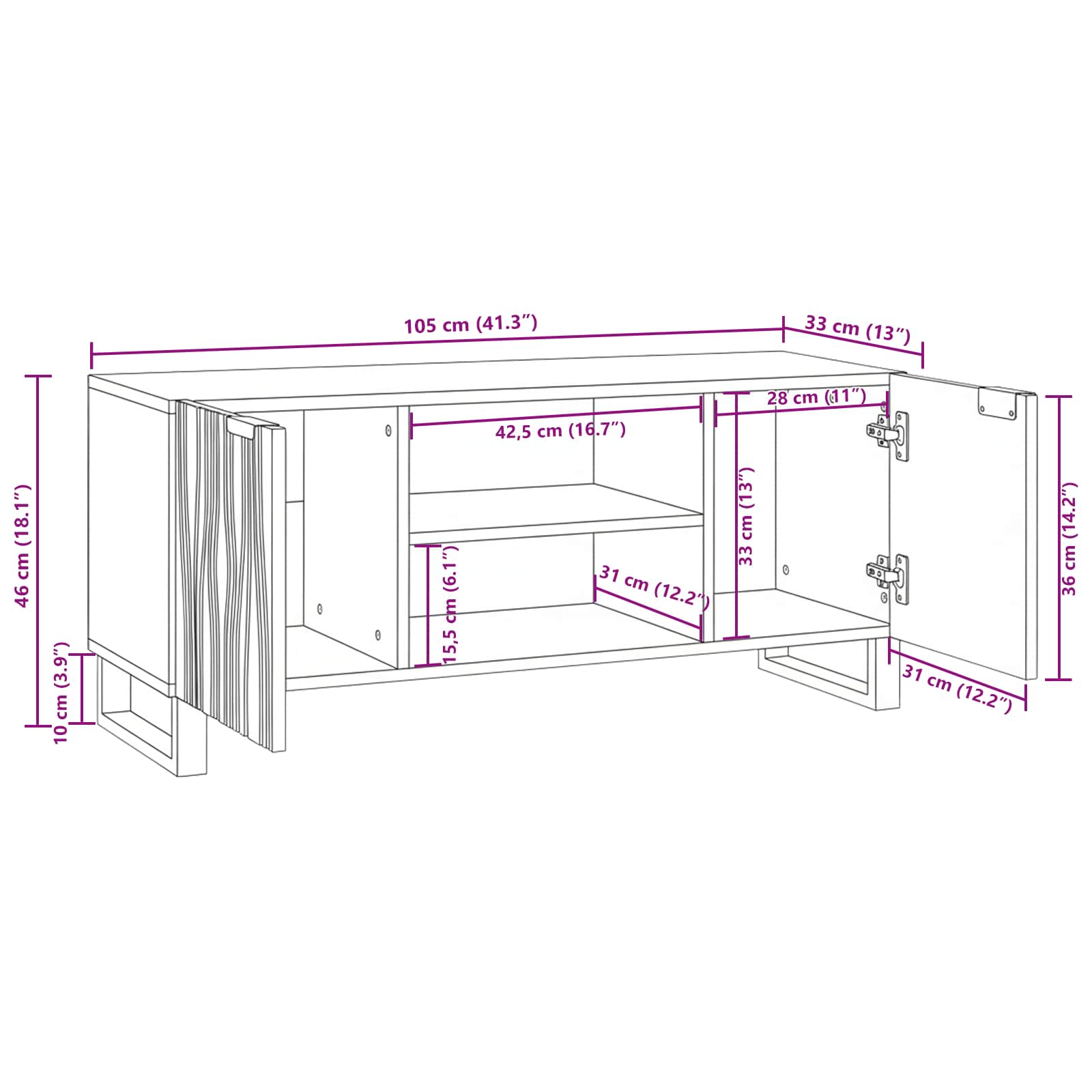 TV Jedinice Orah 105 x 33 x 46 cm Konstruirano drvo