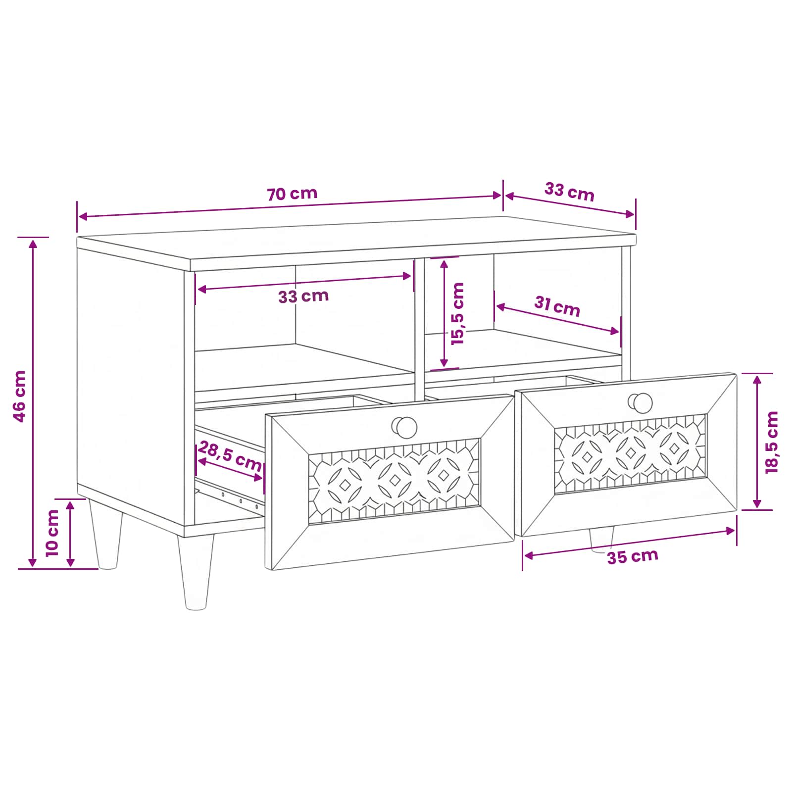 TV Jedinice Svijetlosmeđa 70 x 33 x 46 cm Konstruirano drvo