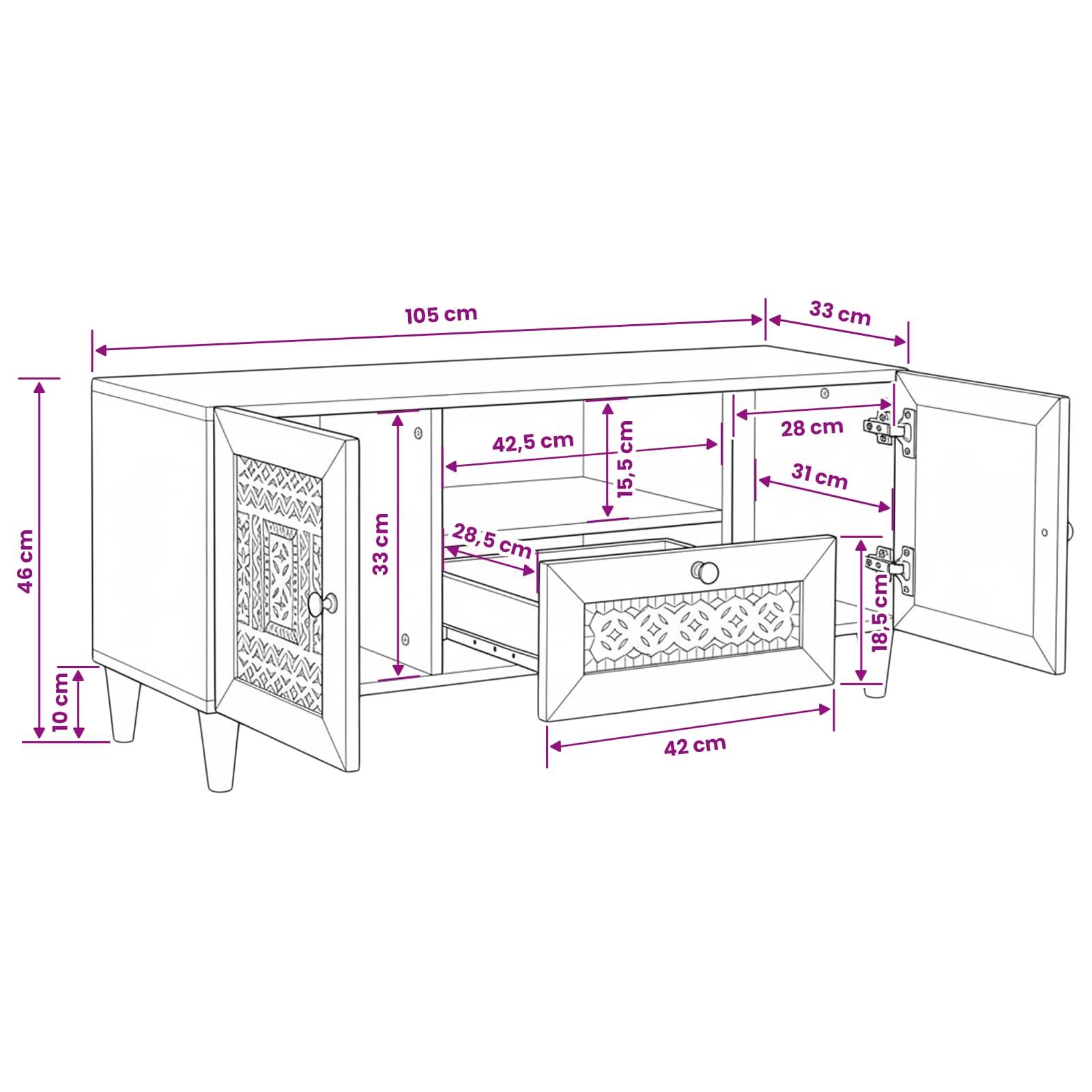 TV Jedinice Svijetlosmeđa 105 x 33 x 46 cm Konstruirano drvo