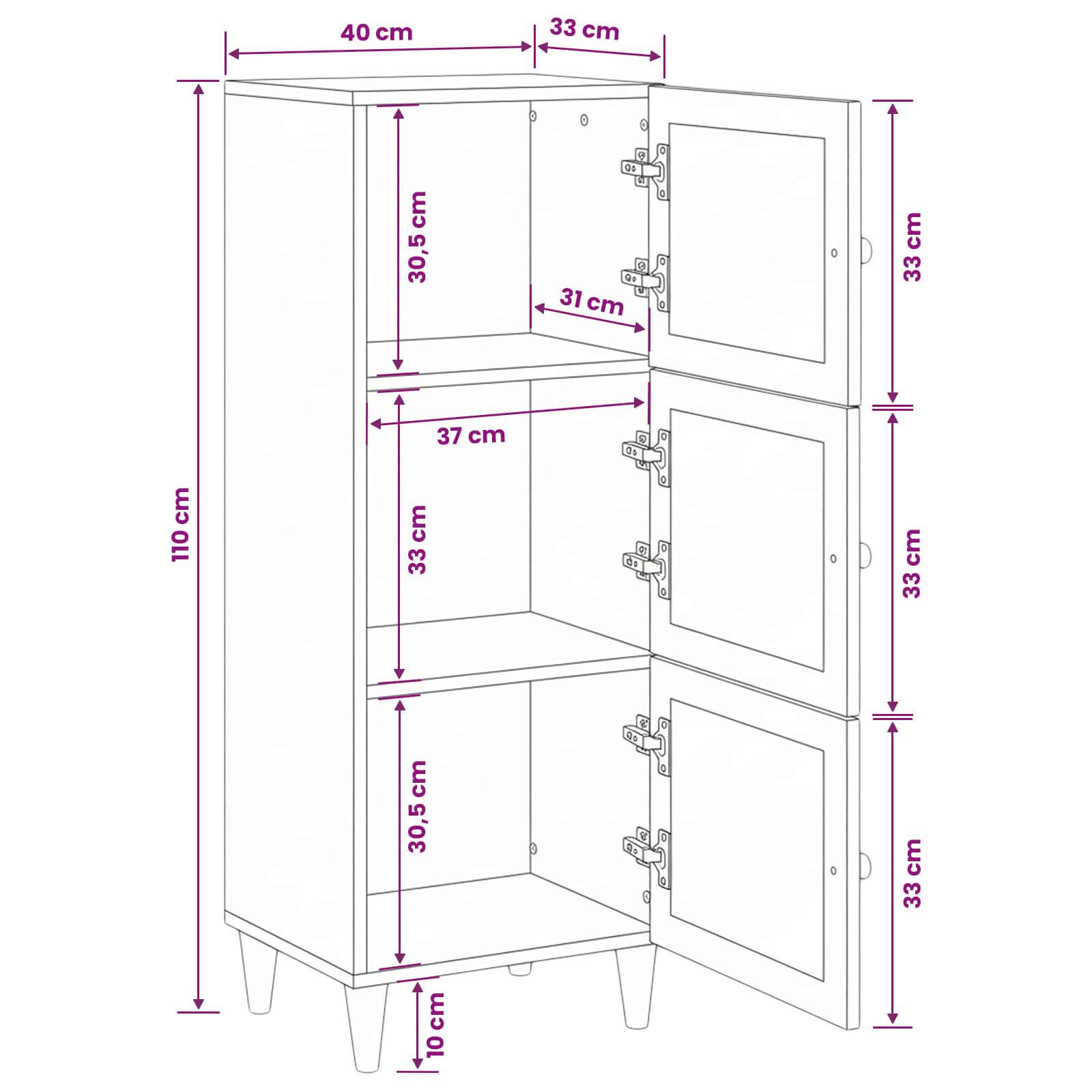 Highboard Svjetlosmeđa 40 x 33 x 110 cm masivno drvo manga