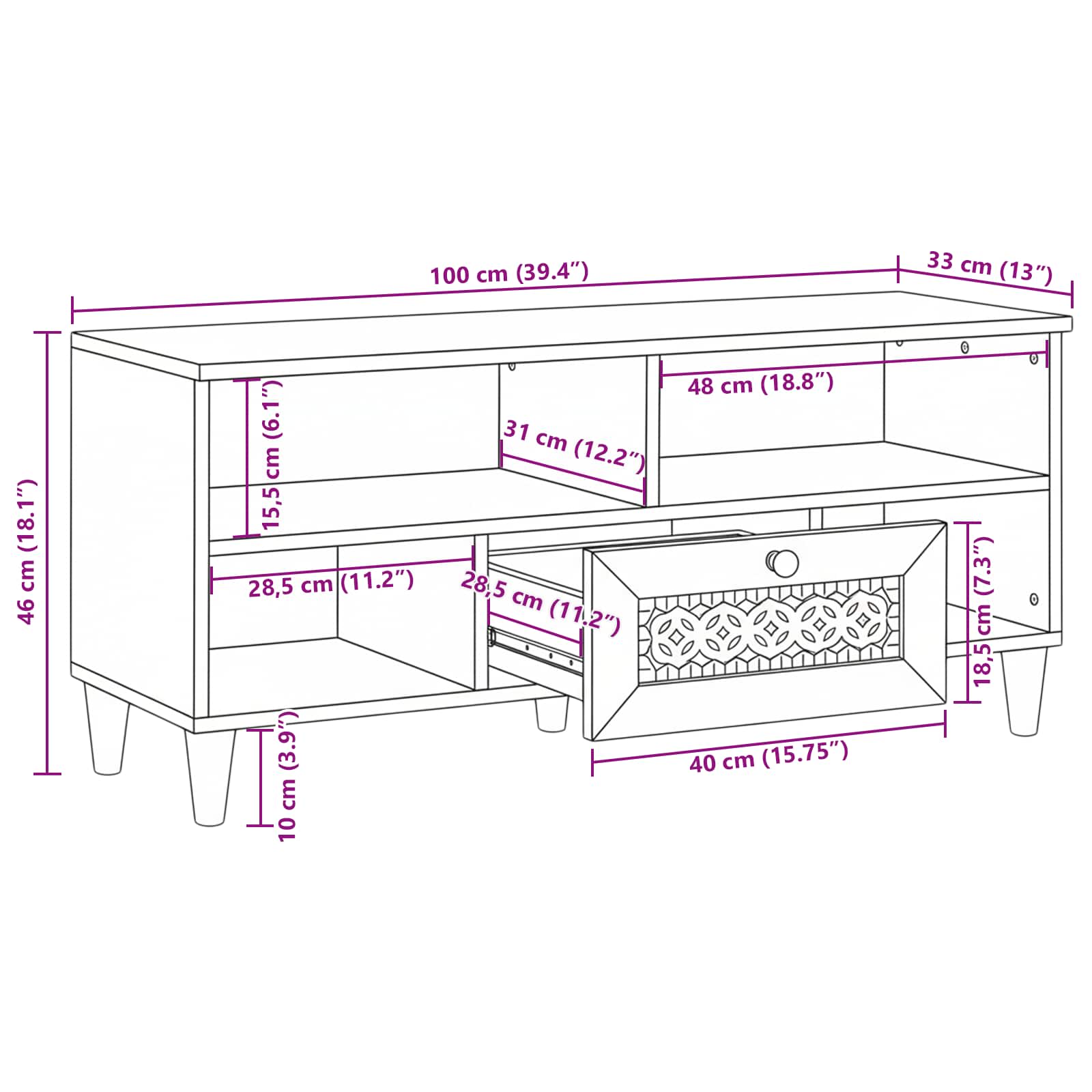 TV Jedinice s policom Bijelo 105 x 33 x 46 cm Konstruirano drvo