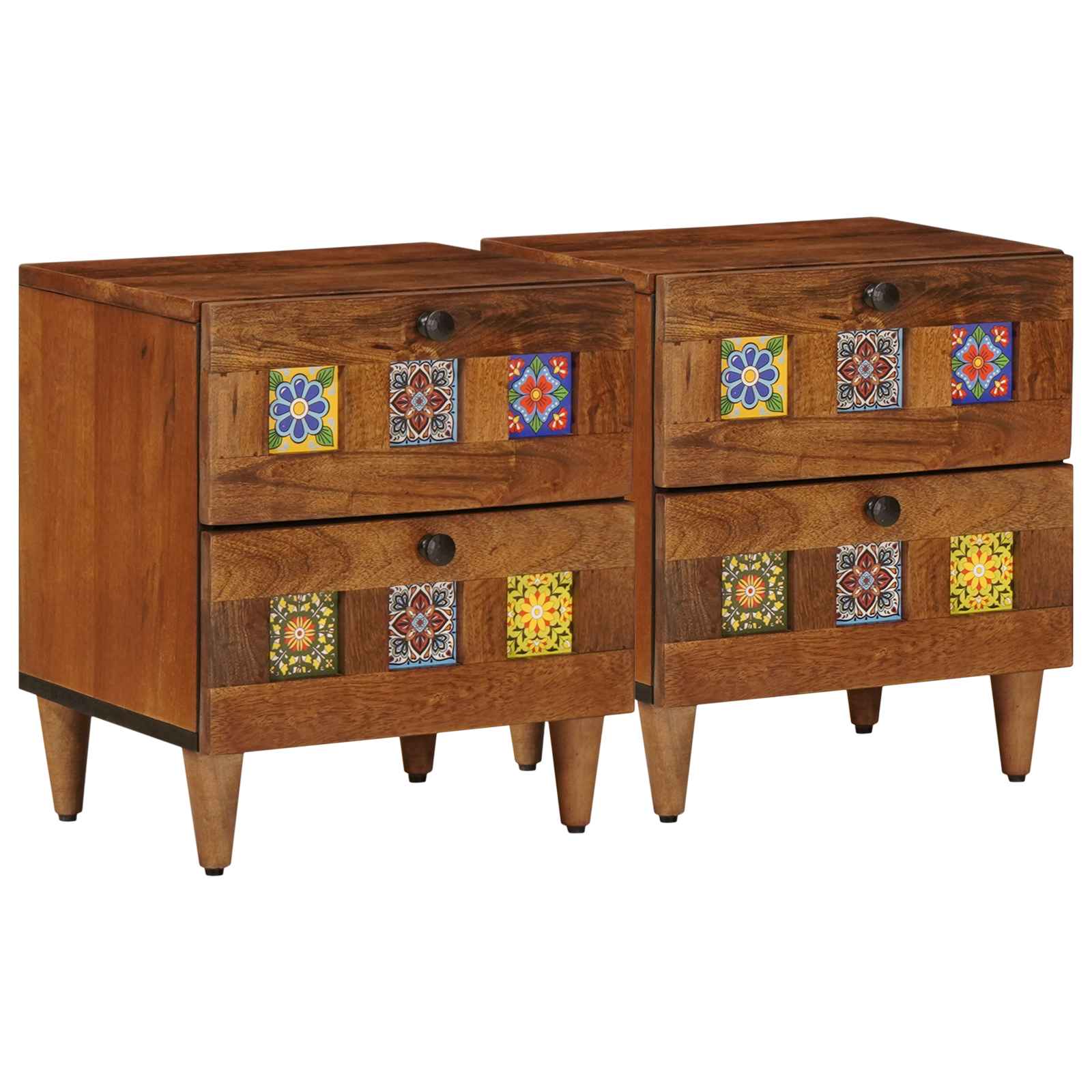 Noćni ormar 2 pcs Smeđa 40 x 33 x 46 cm Čvrsto drvo manga