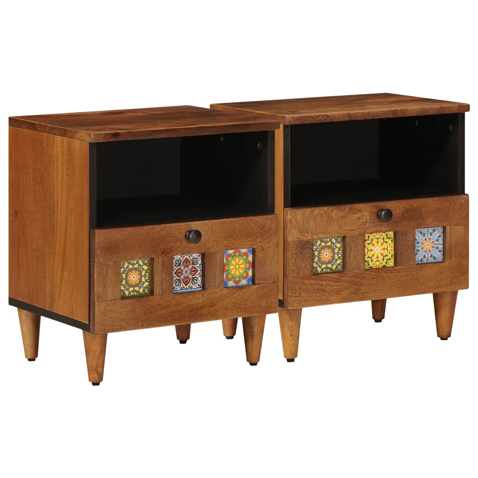 Noćni ormar 2 pcs Smeđa 40 x 33 x 46 cm Čvrsto drvo manga