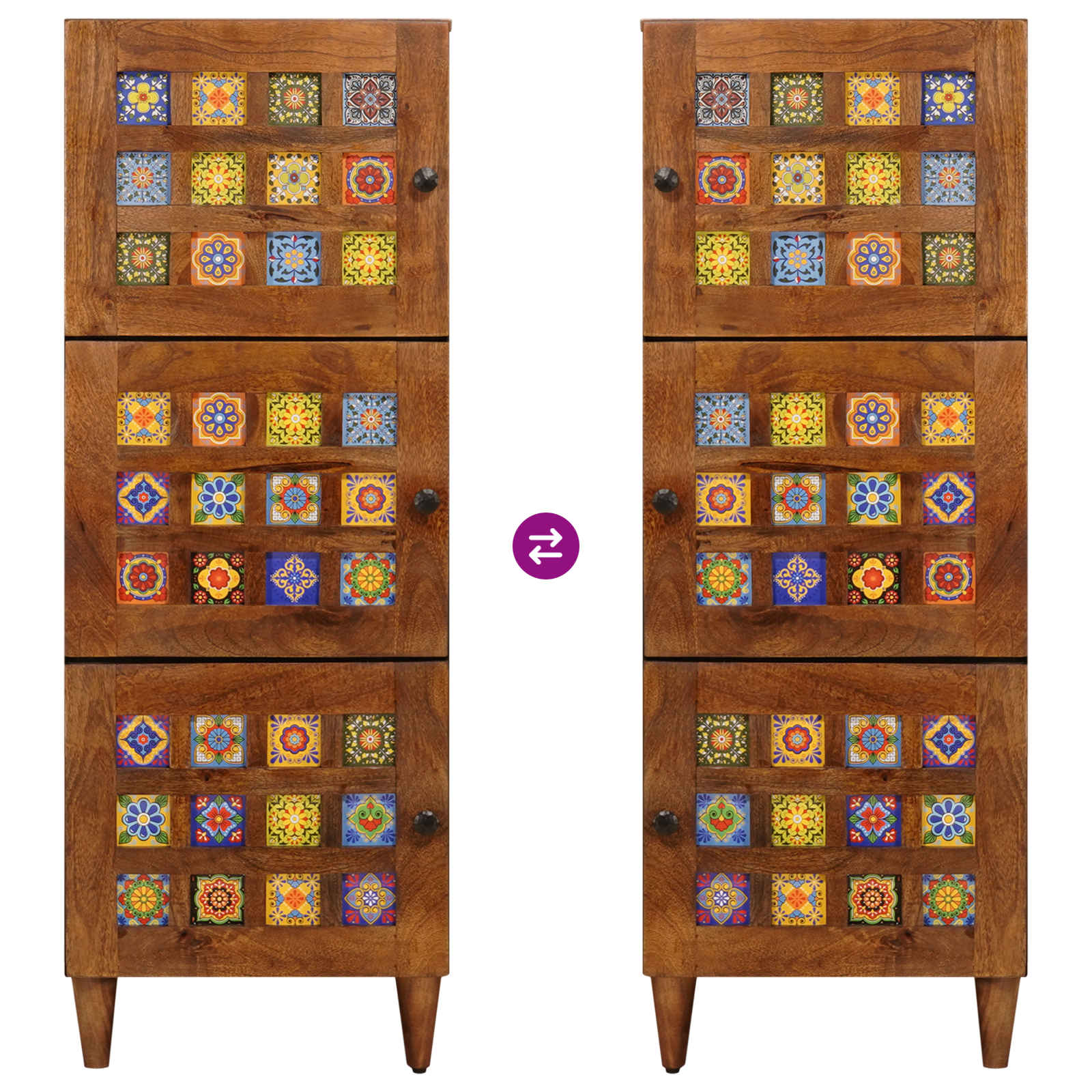 Highboard s pohranom Orah 40 x 33 x 110 cm Čvrsto drvo manga