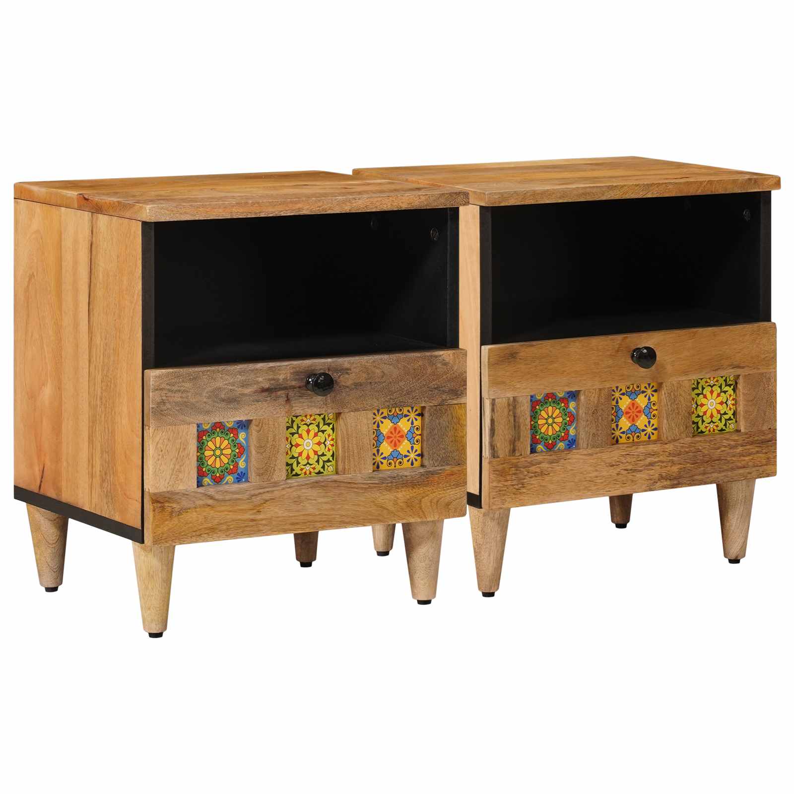 Noćni ormar 2 pcs Prirodna 40 x 33 x 46 cm Čvrsto drvo manga