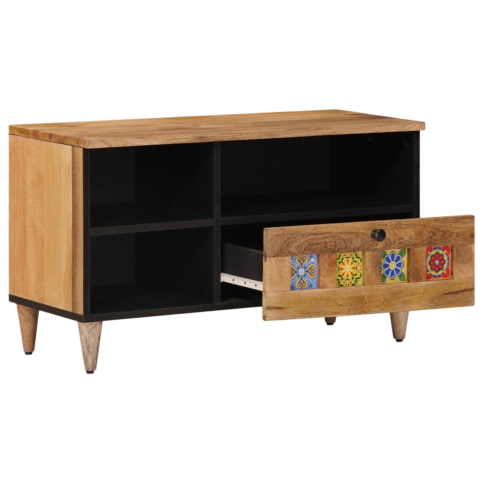 TV ormar s ladicama Prirodna 80 x 33 x 46 cm Čvrsto drvo manga