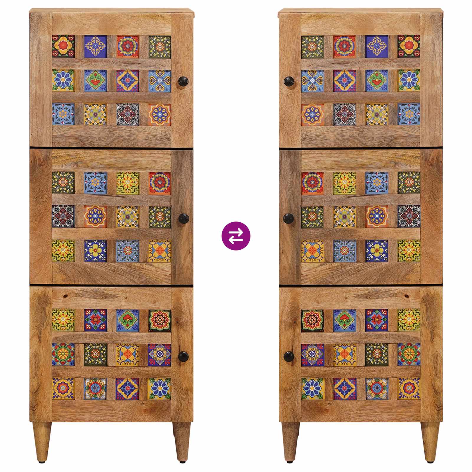 Highboard s vratima Prirodna 40 x 33 x 110 cm Čvrsto drvo manga