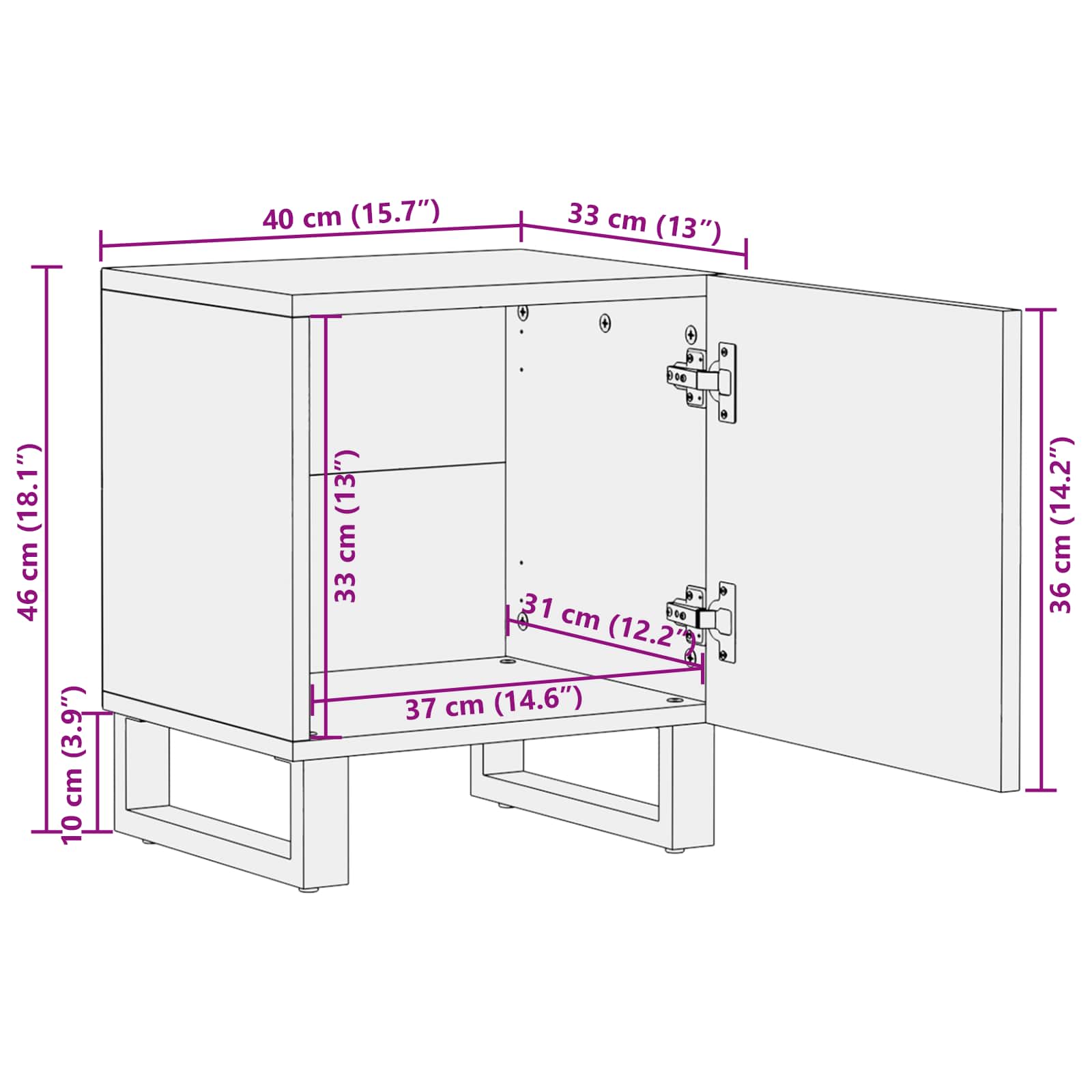 Noćni ormar Smeđa 40 x 33 x 46 cm Čvrsto drvo manga