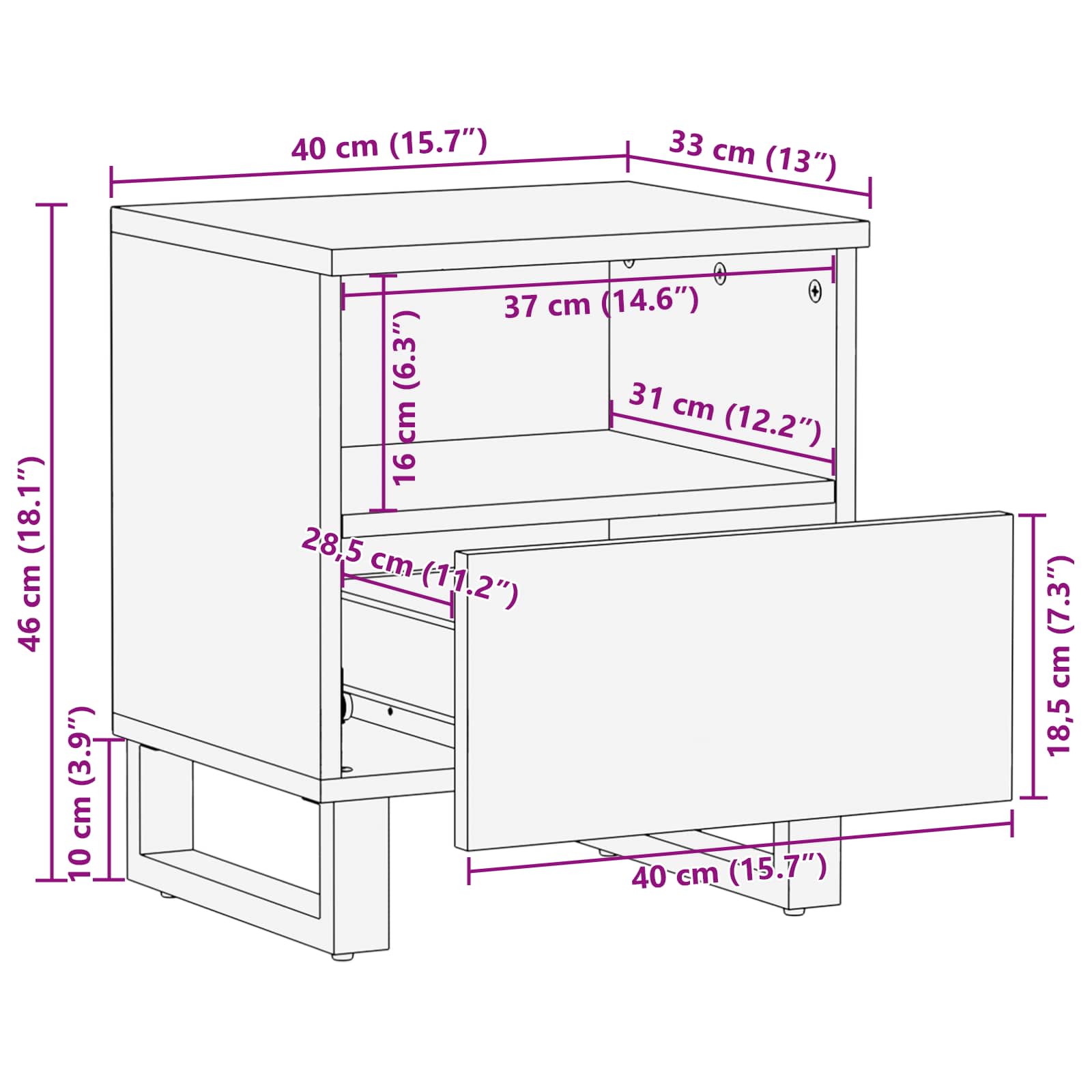 Ormar za krevet 2 pcs Smeđa 40 x 33 x 46 cm Čvrsto drvo manga