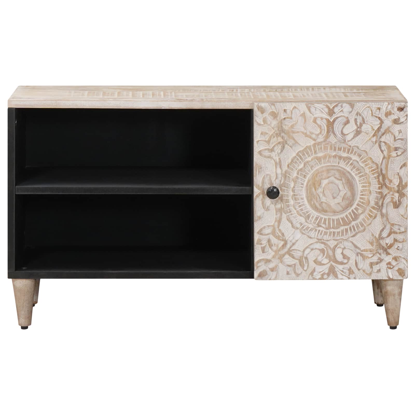 TV ormar s policom Bijelo 80 x 31,5 x 46 cm Čvrsto drvo manga