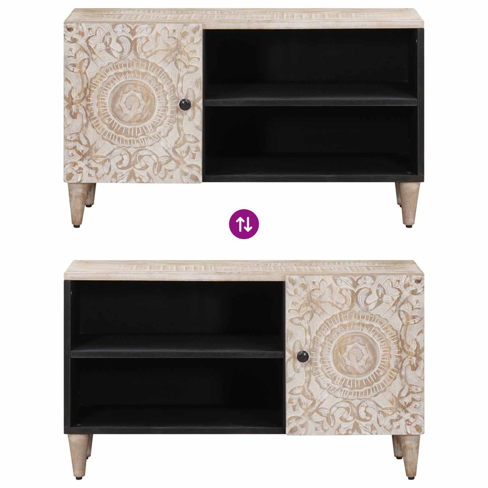 TV ormar s policom Bijelo 80 x 31,5 x 46 cm Čvrsto drvo manga
