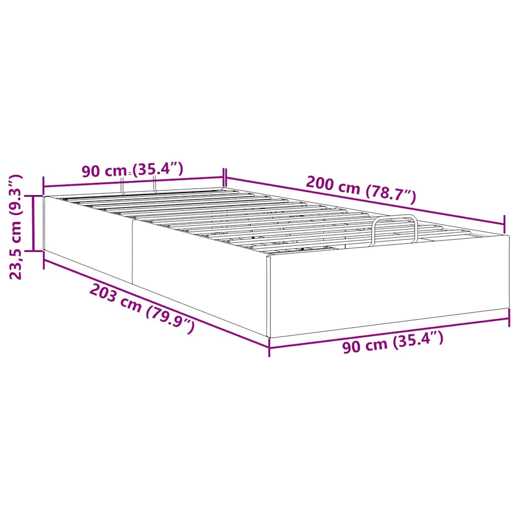 Otomanski okvir kreveta bez madraca sivi 90x200 cm umjetne kože