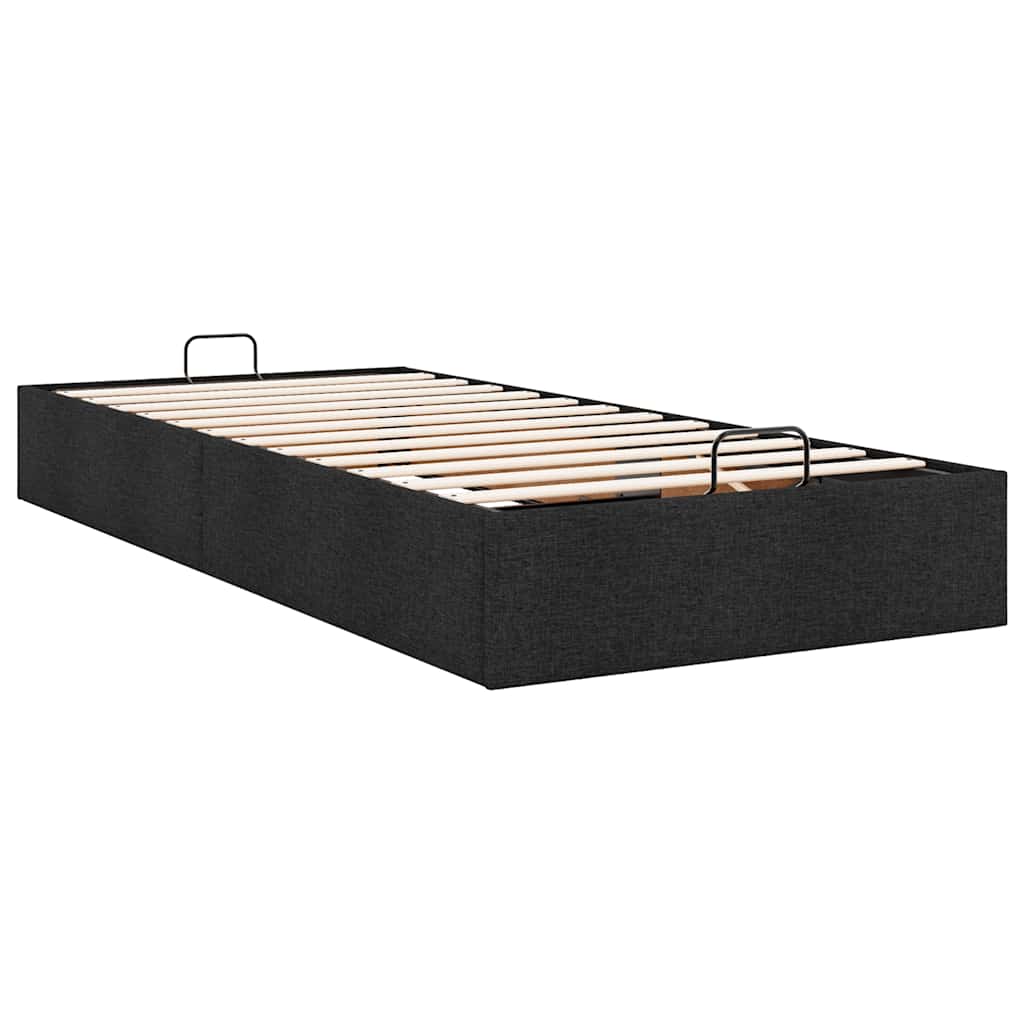 Otomanski okvir kreveta bez madraca crni 90x200 cm od tkanine